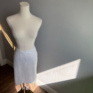 Whisper Women's Vintage White Lace Fringe Skirt SZ L (check Measurements)